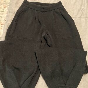 Cozy Black Knit Jogger Pants with Front Patch Pockets